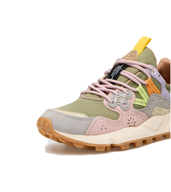 YAMANO 3 WOMAN Sneakers in suede e tessuto tecnico - Verde - Light grey - cipria